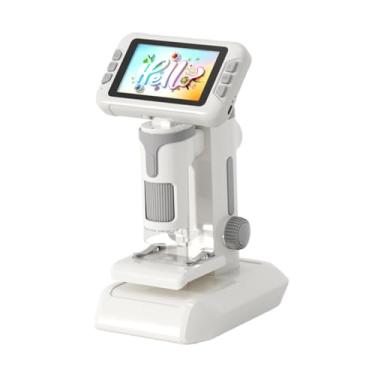 Imagem de Kokiya Microscópio portátil para crianças, experimento de biologia interativo e recarregável, auxílio para ensino, lupa para áreas externas para meninos e, Cinza