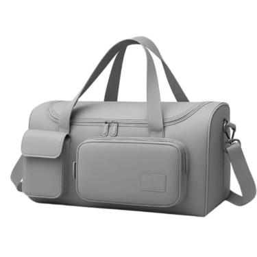 Imagem de Bolsa Feminina de Viagem Grande 30L – Mala de Bordo 10kg Dobrável com 5 Compartimentos, Alça Transversal, Ideal para Academia, Passeios, Maternidade e Fim de Semana (Cinza)