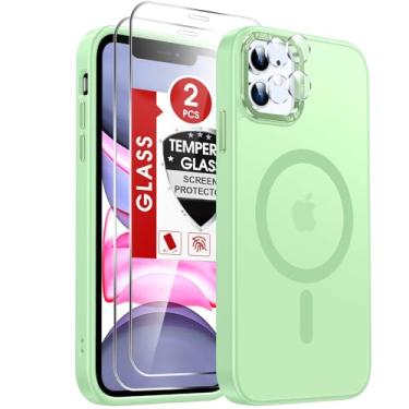 Imagem de LeYi Capa de telefone para iPhone-11 verde compatível com MagSafe Magnetic [protetor de tela X2 + capa de câmera X2] Funda para ipone 11 capa protetora de grau militar i Phone 11 iphone11, verde menta