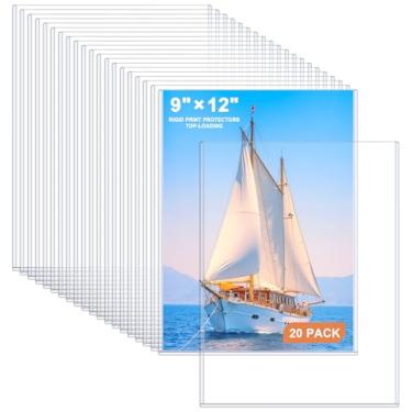 Imagem de Ndsox Pacote com 20 protetores de impressão rígidos de 23 cm x 30 cm, protetores de folhas de plástico rígido transparente com carregamento superior para fotografias, papéis fotográficos, pôsteres