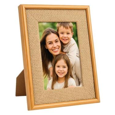 Imagem de Porta Retrato 10x15 de Mesa Madeira Decorativo Linho - MM, 10x15