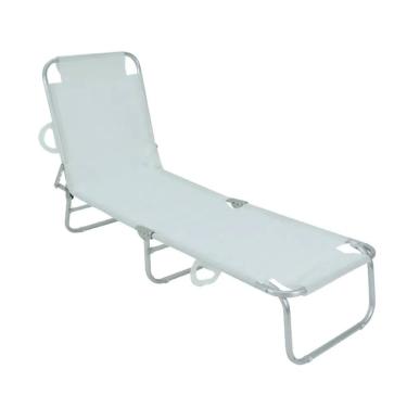 Imagem de Cadeira Espreguiçadeira em Alumínio e Textilene Branca Bel