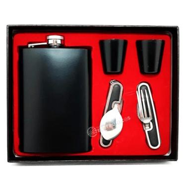 Imagem de Kit Cantil De Bolso Copos Shot Aço Inox Porta Bebidas DY8841 - Dylan