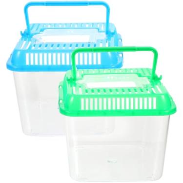 Imagem de Totority Tanque De Plástico Transparente Portátil Para Tartarugas - Pequeno Transportador Répteis Hamsters, Peixes, Sapos, Cobras E Caranguejos Eremitas 4,84 X 4,13" Com Alimentador Flip-Top Alça