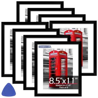 Imagem de HOMERHYME Molduras para fotos, moldura de diploma, 21 x 27 cm, molduras pretas para pôsteres com acrílico transparente, moldura de certificado para pendurar na parede, 21 x 27 cm, para colagem