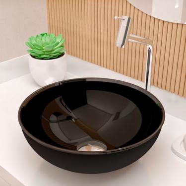 Imagem de Cuba Pia de Apoio Sobrepor Vidro Redonda 29cm Banheiro Lavabo Beltempo BT-4030 (Preta)