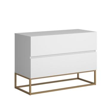 Imagem de Mesa De Cabeceira Eros 60cm Estilo Industrial Base Dourado Branco