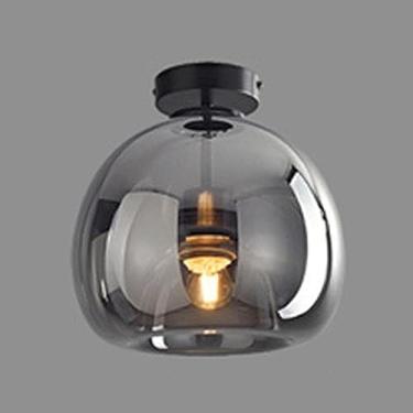 Imagem de LTTKLMP Luminária de teto Nordic Mid Century Corridor Globe Semi Flush Mount Luminária de teto de vidro cinza fumê âmbar mini luminária de teto simples para corredor, varanda, escada, armário, cozinha