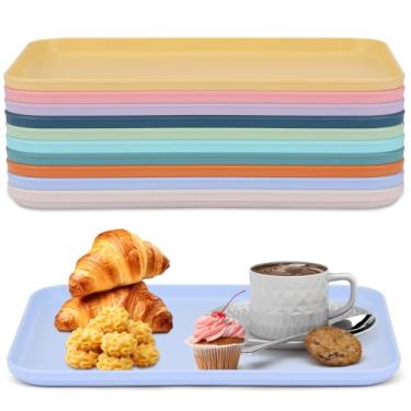 Imagem de Bandejas de arte de plástico, pacote com 10 bandejas empilháveis para atividades artesanais, bandeja organizadora para servir fast food, cafeteria, bandeja de servir para projetos faça você mesmo