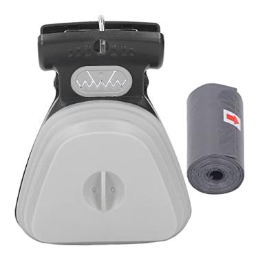 Imagem de Dog Pooper Scooper Handheld Limpador de resíduos sanitários portáteis com saco de lixo para cães pequenos médios grandes plástico 18 x 14,5 cm (Cinza)