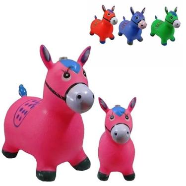 Imagem de Cavalinho Pula Pula Inflável, Brinquedo Infantil de Borracha, 4 Cores Sortidas