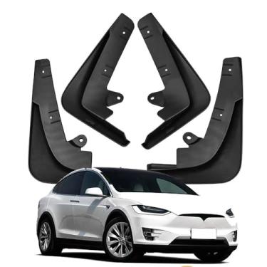 Imagem de Para-lamas e Protetores contra Respingos para Tesla Model X 2016-2022, Alargadores Para-lamas Dianteiros e Traseiros, Para-lamas em ABS, Protetores contra Lama Pedras e Detritos