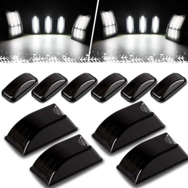 Imagem de Gempro Luzes de LED brancas para telhado da cabine, kit de luzes de corrida com abertura frontal e traseira, compatível com lente fumê Hummer H2 SUT 2003-2009, 10 peças
