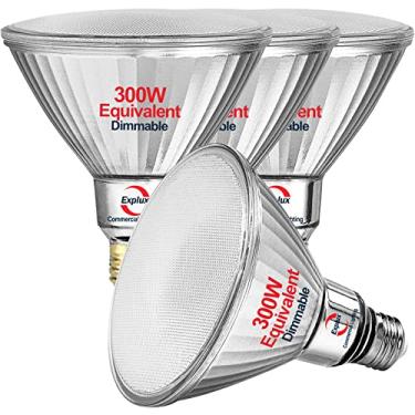 Imagem de Lâmpadas de LED PAR38 Equivalentes a 300 Watt Explux, Ultra Brilhante 2900 Lúmens, Regulável, Vidro Inteiro Impermeável e Antienvelhecimento, Refletor Branco Suave 2700K, Pacote com 4