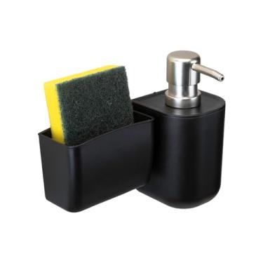 Imagem de Conjunto Dispenser e Porta Bucha Arthi | Linha Suspensa | Acabamento Black Fosco | Peças Encaixáveis | Organização Inteligente para Pia | Design Moderno Funcional | Instalação com Fita 3M | Sem Furos