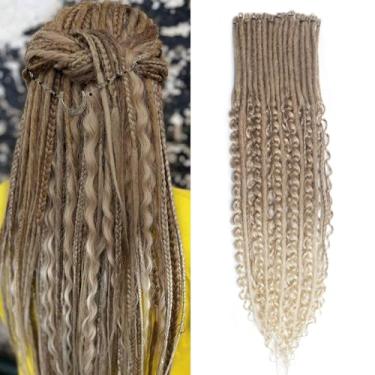 Imagem de Kyriena Conjuntos de extensões de dreadlock SE de 61 cm 30 fios, extensões de dreads sintéticos mistos 3 em 1, marrom claro a loiro, liso, encaracolado, boêmio, feito à mão, estilo hippie, dreadlocks