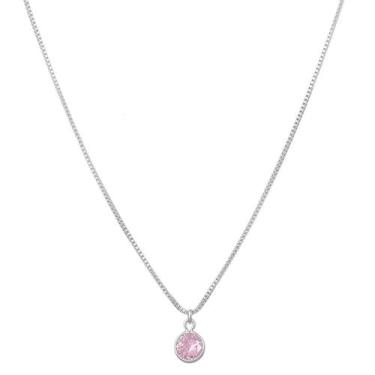 Imagem de Colar Cordao Ponto de Luz Rosa Folheado Prata 925 - Papillon Semi Jóia
