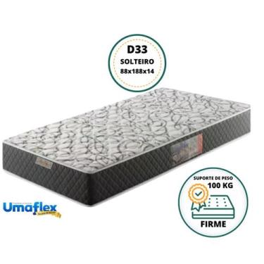 Imagem de Colchão Solteiro Espuma D33 Umaflex Ouro 88x188x14 - Firme - Certifica
