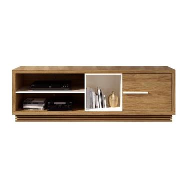 Imagem de Rack Bancada p/ TV até 65 Pol RA2002 c/ 1 Porta e 3 Nichos 180cm Amêndoa/Off White - Tecno Mobili