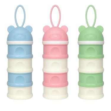 Imagem de Porta Leite em Pó Bebê 4 Camadas – Dosador de Fórmula Infantil Empilhável com Alça – Livre de BPA (Azul)