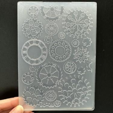 Imagem de Modelo de pasta em relevo de plástico 3D, textura estilo steampunk, tamanho A6, para fazer cartões, faça você mesmo, scrapbook, papel, artesanato, artesanato, scrapbook, artes, decoração