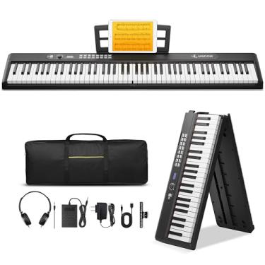 Imagem de UISCOM Teclado Piano 88 Teclas Semi Ponderado Portátil Digital para Iniciantes, Teclado Elétrico Dobrável Tamanho Completo com Pedal de Sustentação, Estojo de Transporte, MIDI, Adequado para Casa