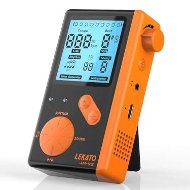 Imagem de Metrônomo digital eletrônico para prática de ukulele de bateria de piano e guitarra, metrônomo com temporizador, 8 tons de batida, gerador de tons para todos os instrumentos, laranja preto, por LEKATO