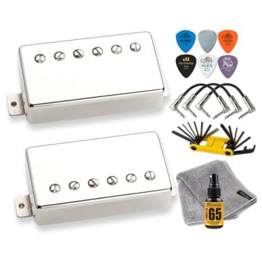 Imagem de Seymour Duncan Seth Lover P.A.F. Vintage Output SH-55 Conjunto Humbucker para guitarra elétrica, multiferramenta Nickel Tonebird (Nickel Tonebird Multiferramenta), palhetas Dunlop, polonês, conjunto
