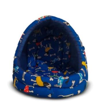 Imagem de Cama para Cachorro Iglu Caminha de Cachorro Cama Pet Cão e Gato - Toca Pet Tunel Almofada Pet (AZUL,GRANDE)