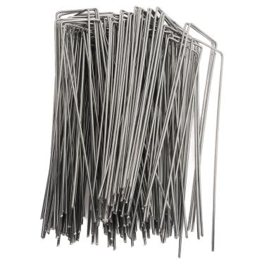 Imagem de Cffuvros 100pcs Galvanizados em forma de aço em forma de jardim, grampos de paisagem pesada para barreira de ervas daninhas, tecido de grama, pinos moídos para jardinagem, (Roughness 2.5mm/0.10in)