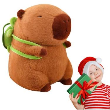 Imagem de Brinquedo de pelúcia Emoin Cute Capivara com mochila Turtle 35cm