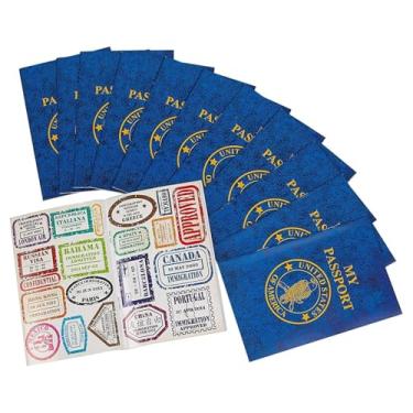 Imagem de Kicko Livro de adesivos de passaporte para meninos e meninas – Pacote com 12 unidades de petiscos motivacionais de lugares famosos, lembrancinhas de festa, prêmios de jogos, decalques de parede, scrapbooks, coleções, materiais escolares, artes e artesanato