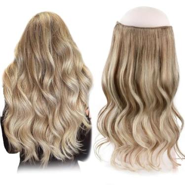 Imagem de Sassina Extensões de cabelo invisível cabelo humano real tamanho ajustável clipes seguros extensões de cabelo humano Remy liso grosso natural, 35,5 cm destaque 8-8/22 70 gramas