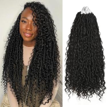 Imagem de Cabelo de crochê Goddess Locs de 30,5 cm, 8 pacotes de cabelo falso de crochê para mulheres negras, cabelo de crochê com pontas encaracoladas (1B#)
