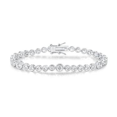 Imagem de Gemsme Pulseiras de tênis femininas e masculinas, banhado a ouro branco 18 quilates, zircônia cúbica para mulheres, adequadas para todos os tamanhos de 15 a 20 cm, 6.5 Inch, Zircônia cúbica