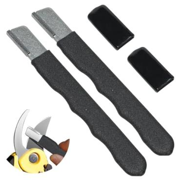 Imagem de Afiador de facas portátil, pacote com 2 - Afiador de lâminas de bolso multiuso para ferramentas de jardim/lâminas de cortador de grama/tesouras/facas de bolso/machado/tesoura de jardim - kit de afiar