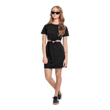 Imagem de Vestido com Fivela Juvenil Gloss, Preto, 16