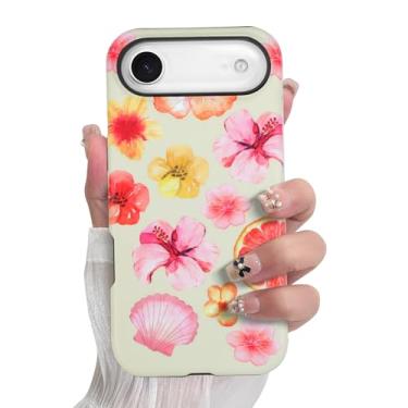 Imagem de SOKAD Capa de telefone magnética de hibisco concha 2025 Plus, estampa floral de verão fofa compatível com Magsafe Matte Capa protetora com protetor de tela para meninas e mulheres