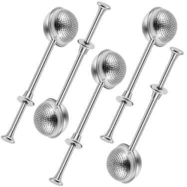 Imagem de 5 peças infusor de chá de aço inoxidável extensível espanador de farinha com cabo ergonômico boa filtragem peneira de farinha portátil para assar (5)