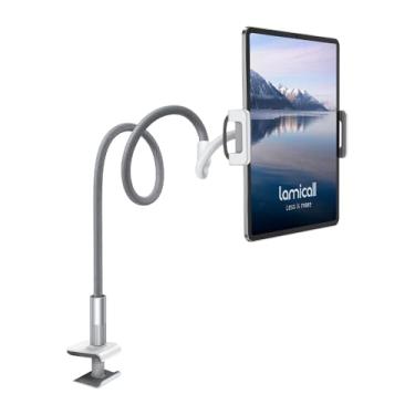 Imagem de Suporte para Tablet LS02 Gooseneck com Braço Flexível, Compatível com Dispositivos de 4,7" a 12,9", Ideal para Leitura, Visualização, Videochamadas, Assistir Vídeos e Desenho