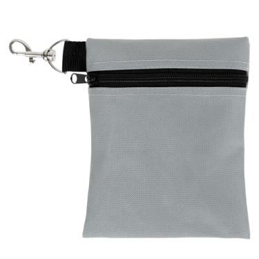 Imagem de FALESOUL Bolsa de camiseta de golfe, bolsa de bola de golfe com zíper com clipe de garra de lagosta de metal, bolsa de acessórios de golfe com zíper de 14 x 17 cm para homens e mulheres (cinza)