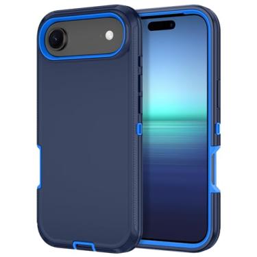 Imagem de I-HONVA Capa para iPhone Air/iPhone 17 Air, à prova de choque, poeira/queda, proteção total de 3 camadas [sem protetor de tela] Capa resistente para Apple iPhone Air de 6,5 polegadas 2025, azul