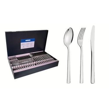 Imagem de Faqueiro Tramontina Oslo em Aço Inox com Facas de Mesa 72 Peças