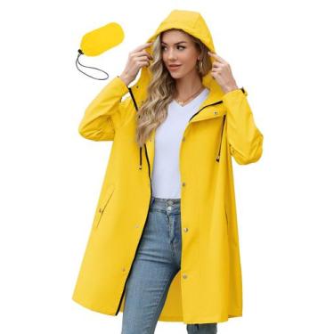 Imagem de Capa de chuva feminina Zando Yellow, impermeável, com capuz, leve