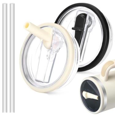 Imagem de 2 pacotes de substituição de tampa de canudo flip de 850 g compatível com Stanley Quencher, substituição de tampa à prova de vazamento para Stanley H2.0 FlowState Tumbler, tampa de copo à prova de