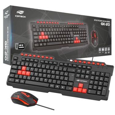 Imagem de Kit Combo Teclado e Mouse Gamer C3Tech GK-20V2BK, Teclado Multimidia A