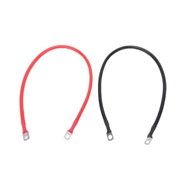 Imagem de Luqeeg 2 cabos de bateria, eletrodo negativo positivo 6 AWG 61 cm com cobre estanhado de 0,8 cm e terminais de ambas as extremidades para barco marítimo solar Rv carro motocicleta inversor carros