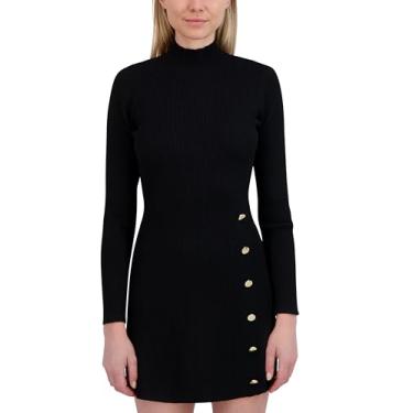 Imagem de Laundry by Shelli Segal Vestido feminino Layla de manga comprida – malha elástica, Ônix preto, 46