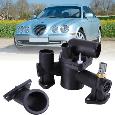 Imagem de moseiny Conjunto de carcaça do termostato do refrigerante adequado para Jaguar S-Type XJ8 XJR 4.2L 4.2T 2003-2005 AJ-V8 AJ33 Carcaça do termostato do refrigerante do motor com termostato AJ89485