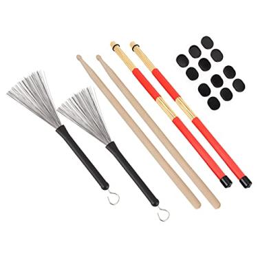 Imagem de Cryfokt Escova de Tambor, Kit de Pilão de Aço Em Aço de Borracha Completo e Textura Suficiente de Bambu Com Escova de Tambor para Crianças para o Workshop de Reparo Musical Musical (M02763 preto)